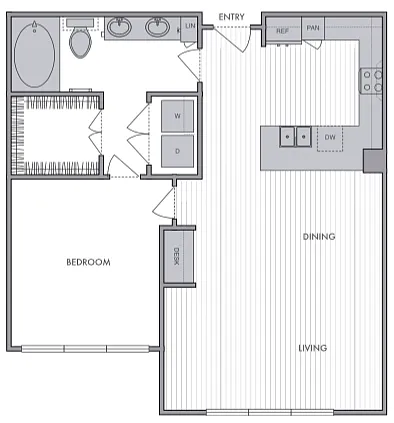 Floor plan 1 Bed_1 Bath_G