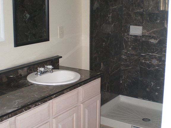 Master bathroom w/marble shower surrounded marble vanity top 
