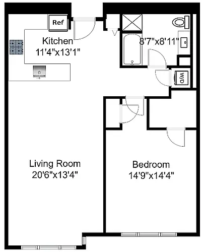 Floor plan 615 1 Bed 1 Bath