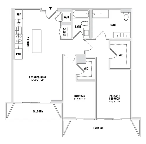 Floor plan 2 Bedroom, 2 Bathroom 2 Bed 2 Bath