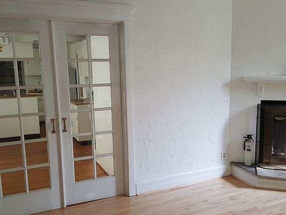fireplace and dining doors
