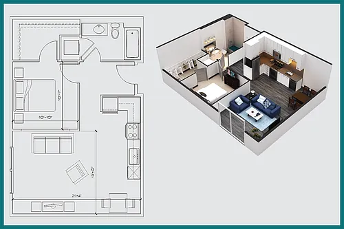 Floor plan One Bedroom / One Bath / U1