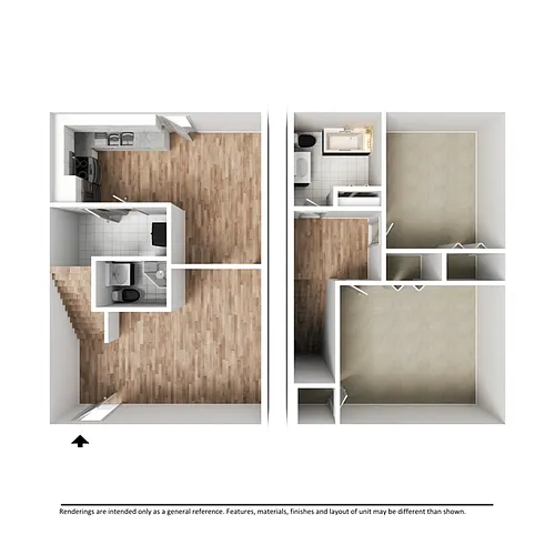 Floor plan Two Bed Two Bath Townhome