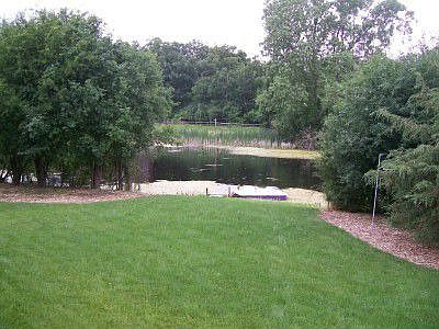 Backyard with pond