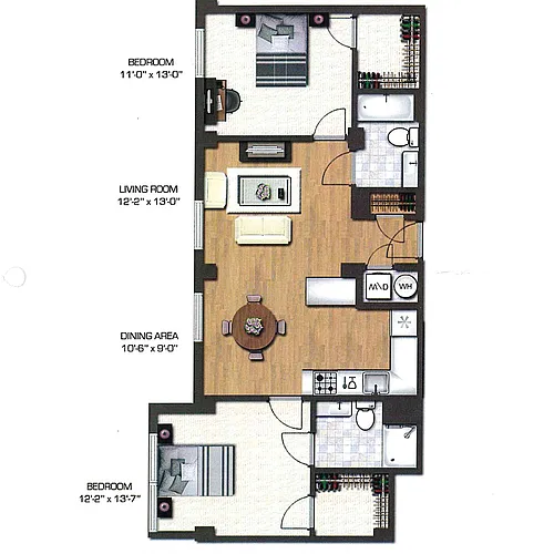 Floor plan Two Bedroom, Type E