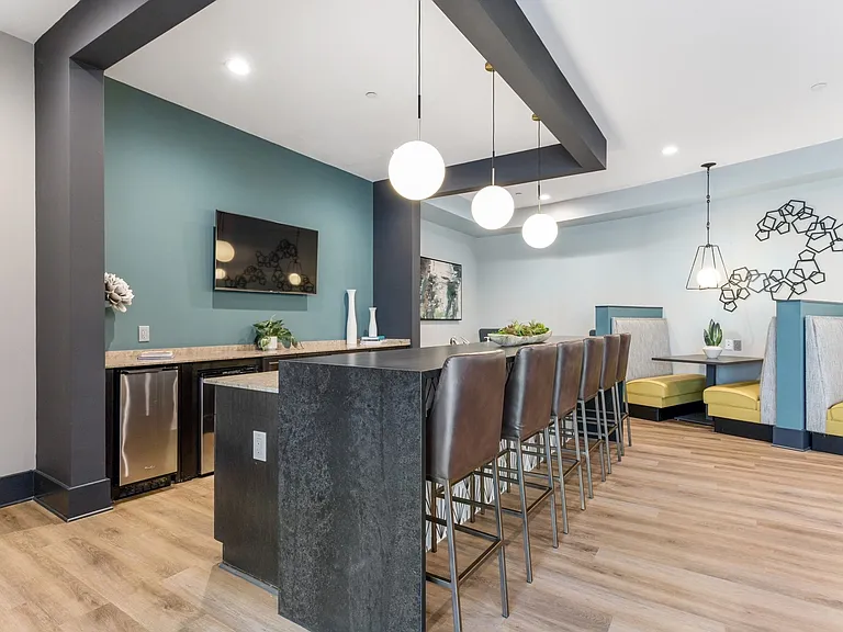 Clubroom with kitchen and bar