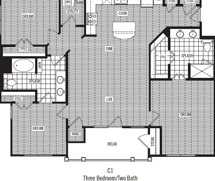Dalian 151 - C1 - 2 Beds - 2 Baths - 1405 Sq. ft.
