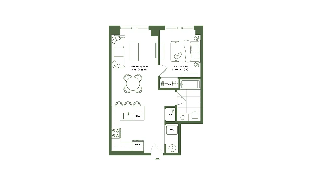 Floor plan 1Bed/1 Bath-A3