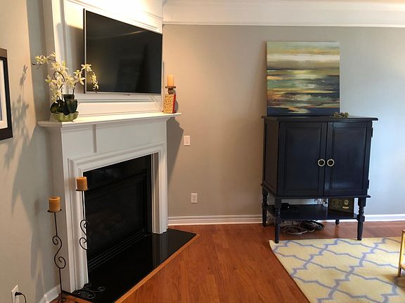Fireplace in living room.