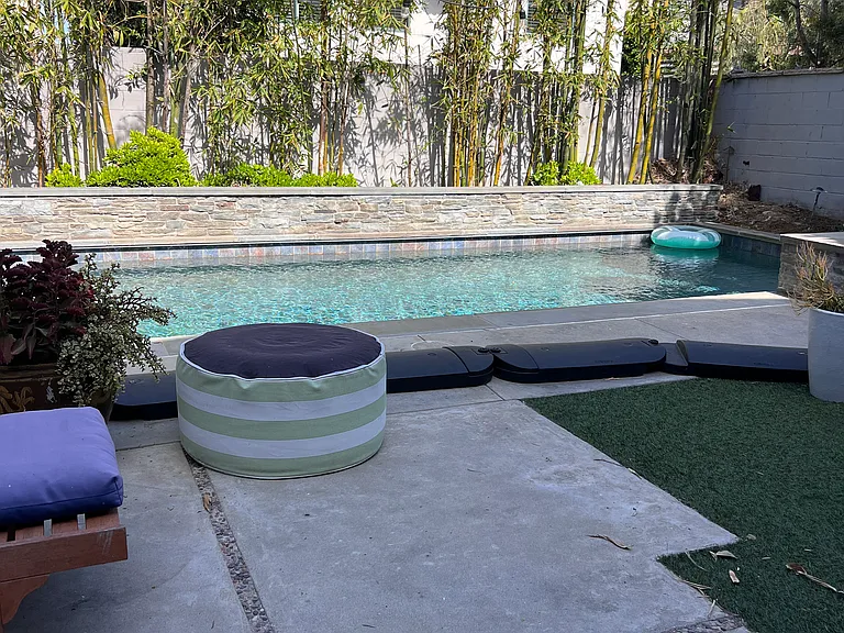 Backyard, pool & hot tub