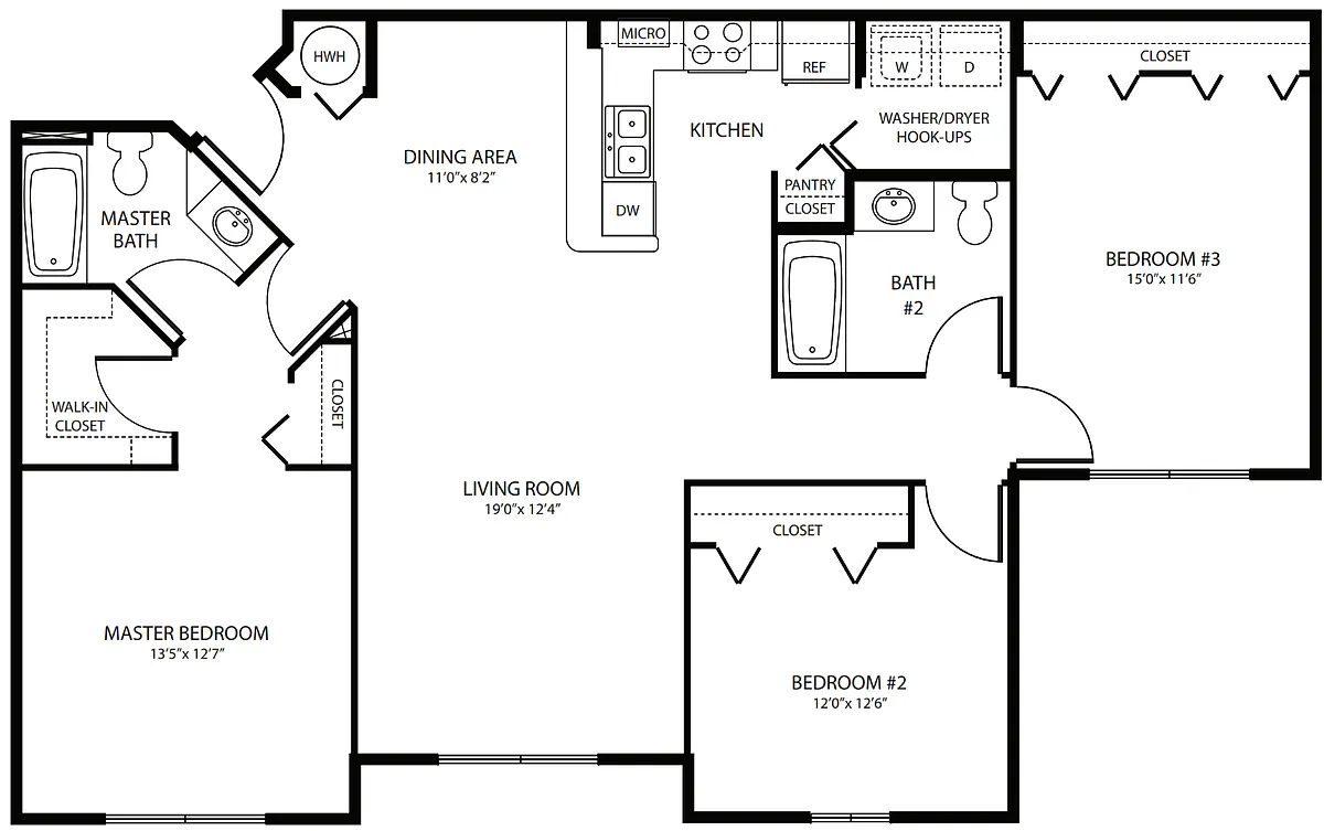Floor plan 3 Bed 2 Bath