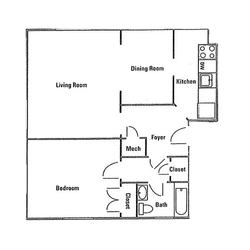 Floor plan 1 Bedroom 1 Bathroom Deluxe