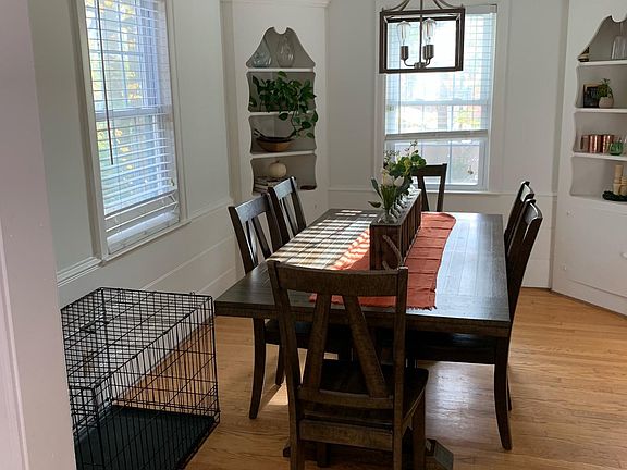 Dining Room with built in bookshelves