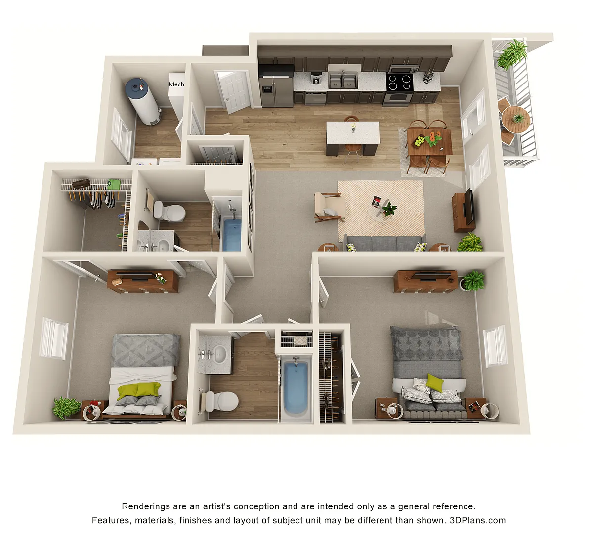 Floor plan 2 Bedroom Second Level