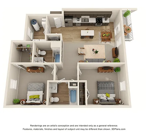 Floor plan 2 Bedroom Second Level