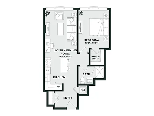 Floor plan B20 | 1 Bed | 1 Bath