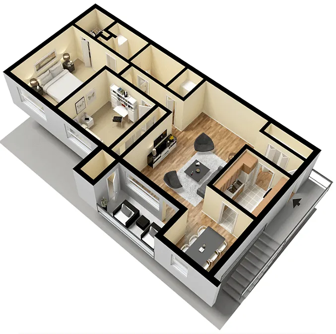Floor plan 2 Bed 2 Bath Terrace