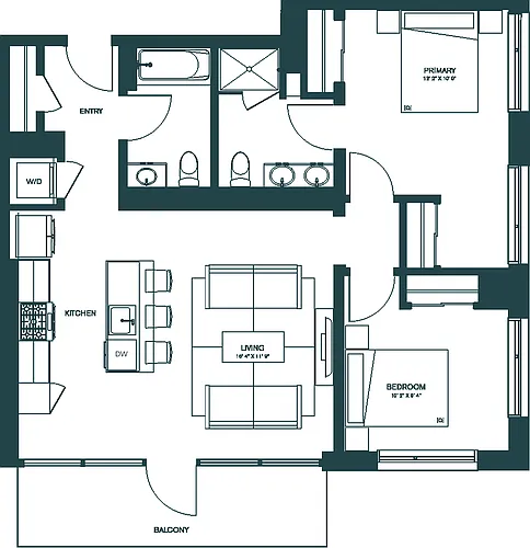 Floor plan 2 Bed/2 Bath JR-C5R