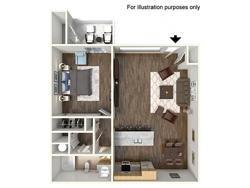 Floor plan Sunset One Bedroom