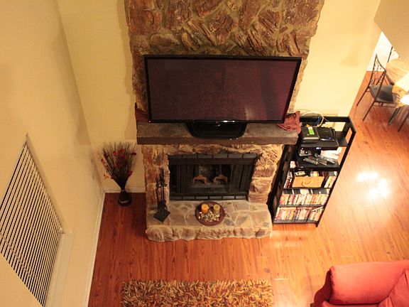 View from loft to family room