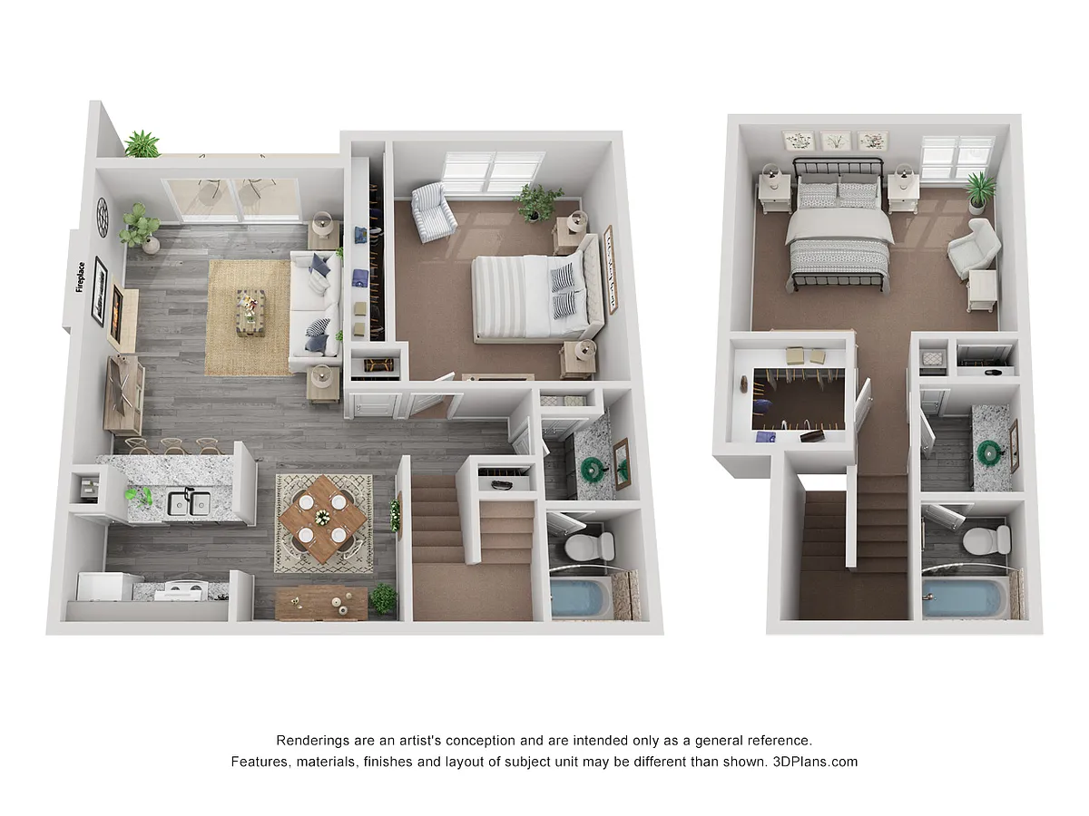 Floor plan 1 Bed 1.5 Bath with Loft Luxury Rehab 809 sq ft