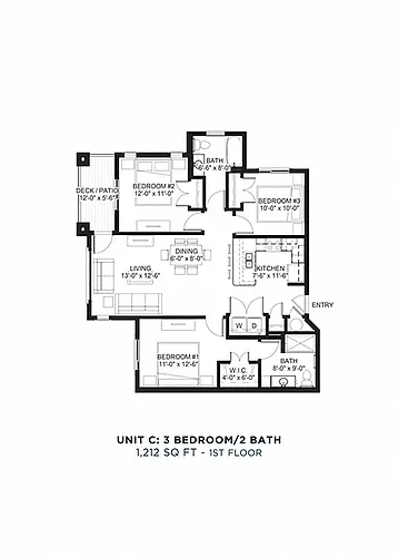 Floor plan Three Bedroom - C