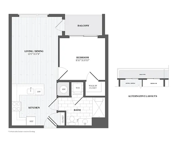 Floor plan 1 Bed/1 Bath-A3a 367 Orange