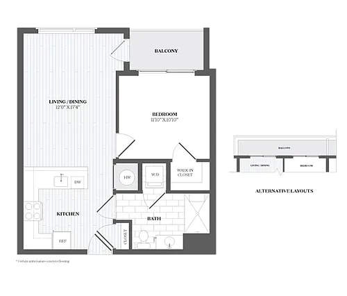Floor plan 1 Bed/1 Bath-A3a 367 Orange