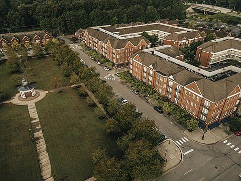 View of 3 acers of green lawn at Styron Square