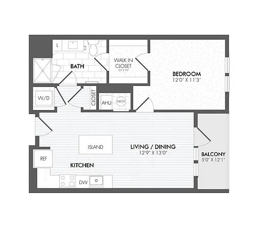 Floor plan 1 Bed/1 Bath-A3