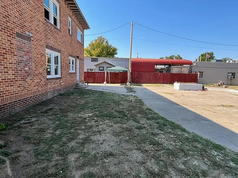 Yard space by the parking lot.