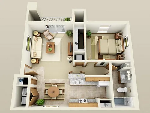 Floor plan 1 Bedroom, 1 Bathroom