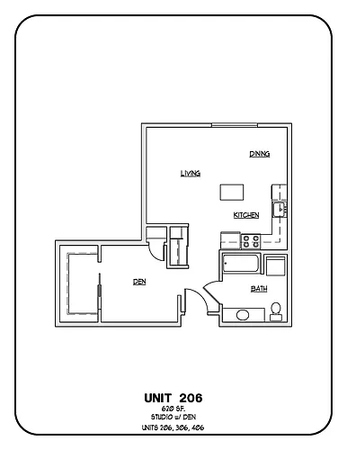 Floor plan Studio with Den