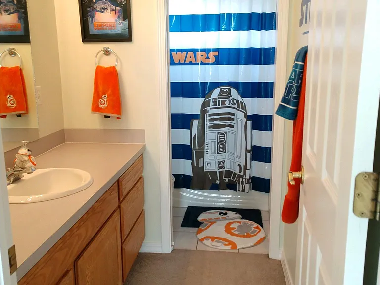 Decorated main bath on second floor.