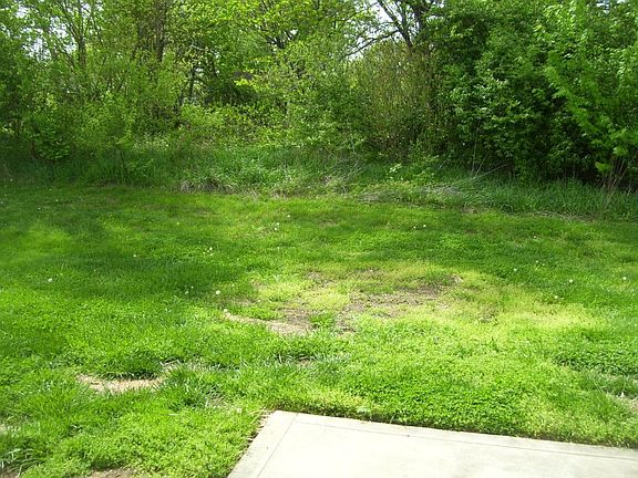 back yard and patio area from sliding door in dining area
