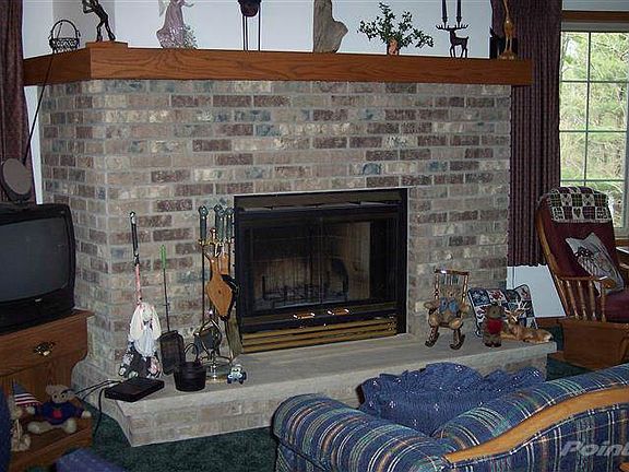 Beautiful brick wood burning fireplace