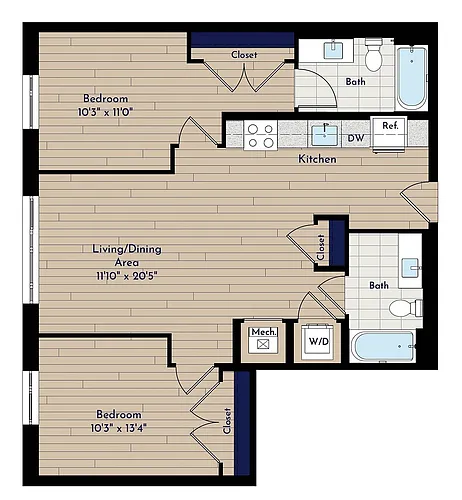 Floor plan A 2BR-C