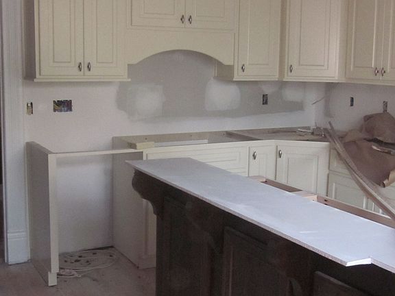 Kitchen island and wall cabinetry