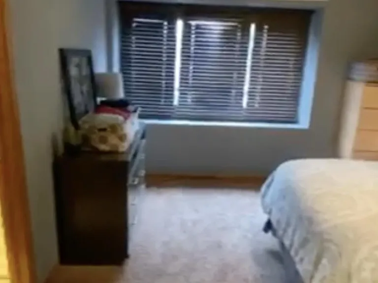 Master bedroom with large window