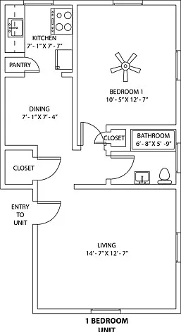 1x1 Floorplan 1x1 Floorplan