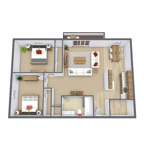 Floor plan Two Bedroom 21B