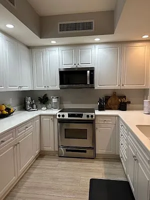 Ample counter space in contemporary white
