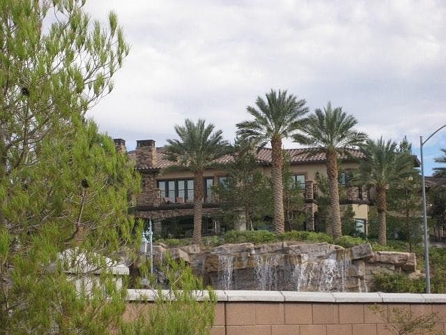 Waterfall behind house
