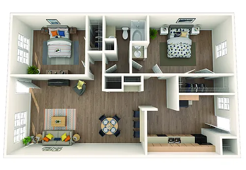 Floor plan B1 | 2 Bed | 1 Bath