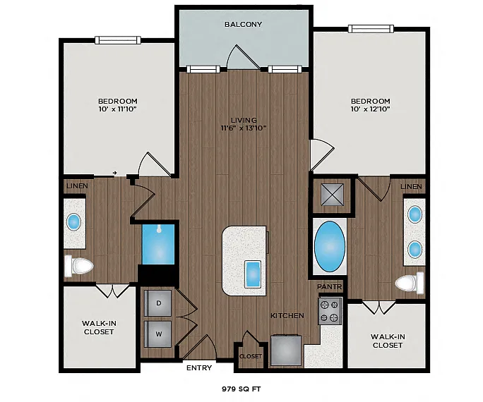 Floor plan 979 Sq Ft