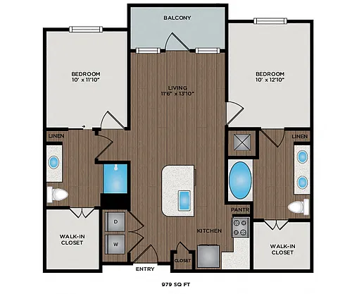 Floor plan 979 Sq Ft
