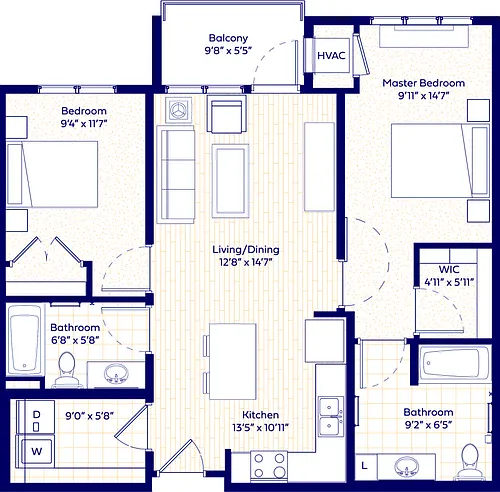 Floor plan 2 Bedroom-TC