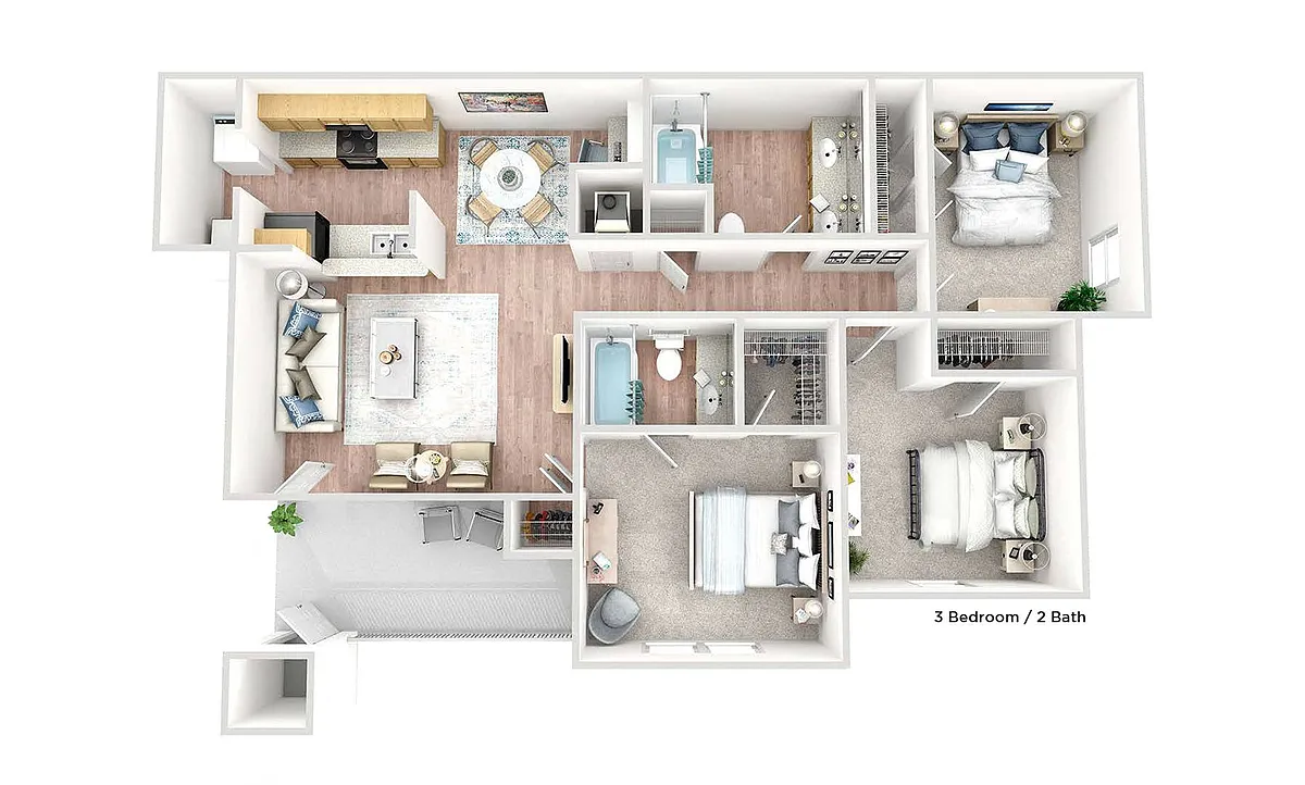 Floor plan 3 Bedroom 2 Bath