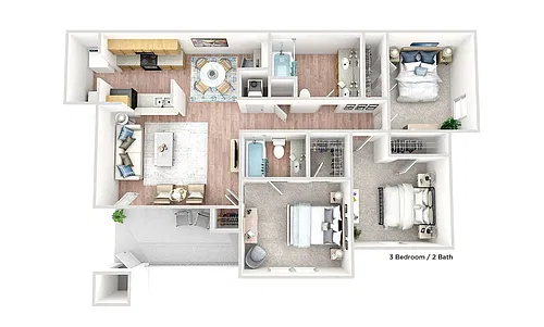 Floor plan 3 Bedroom 2 Bath