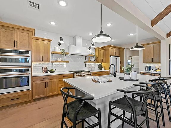 Kitchen with pendant lighting